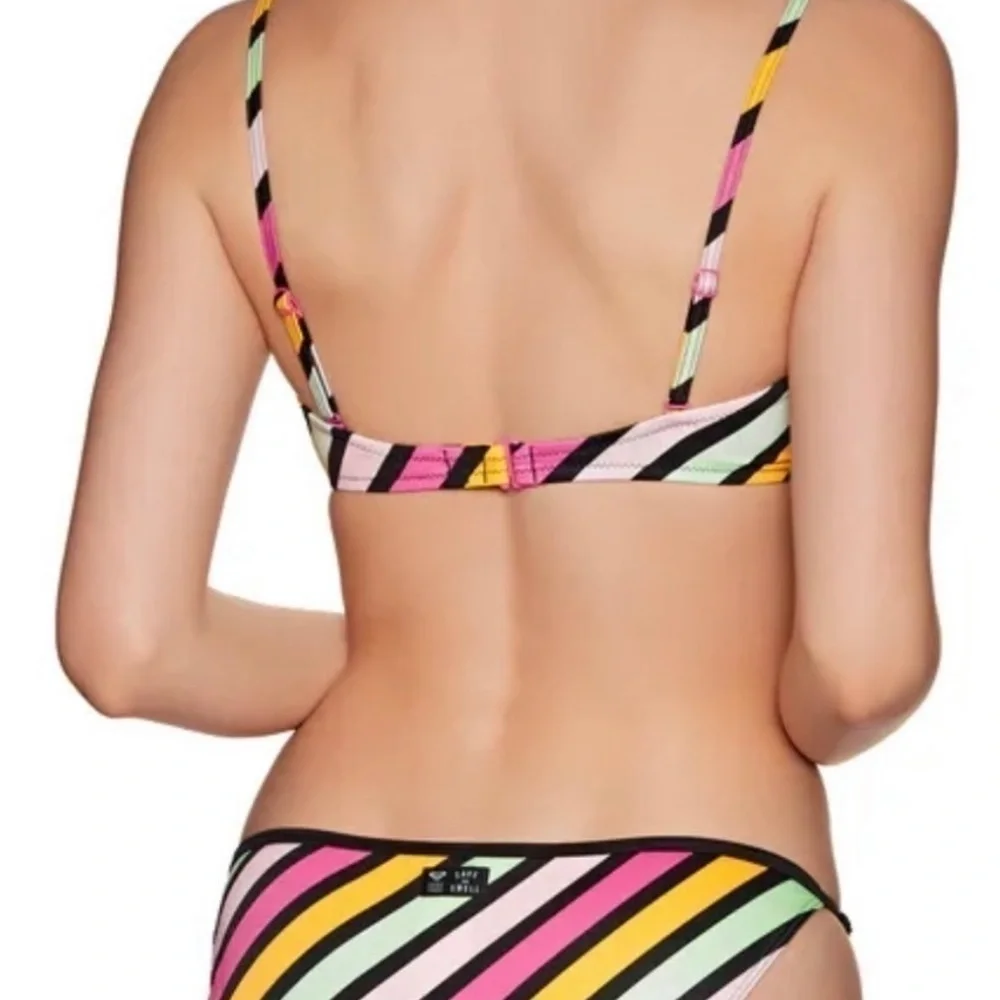 Nwt Roxy Pop Surf Striped Bandeau Bikini - Small - Picture 7 of 7